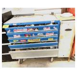LARGE BLUE TOOL CABET ON CASTERS W SIDE BOX