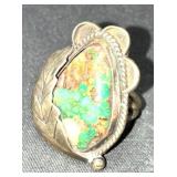 TURQUOISE AND SILVER RING - NO MARKINGS