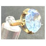 BLUE STONE RING - MARKING ILLEGIBLE