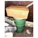 CABINET, DRUM AND PLASTIC CHAIRS