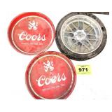 COORS METAL TRAYS AND WHEEL CLOCK DOESNT WORK