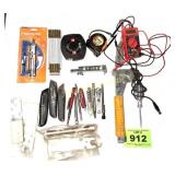 TOOL ASSTORMENT,SLAP STAPLER, MEASURING TAPES, ETC