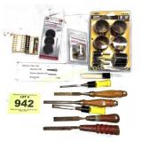 WOOD CHISLES, SANDING DRUM KIT, ETC