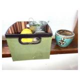 POTTERY FLOWER POT AND BASKET UPSTAIRS WINDEW SILL