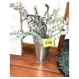 METAL VASE W FLOWERS