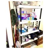 SHELF CONTENTS, BATHROOM ITEMS, CLEANING SUPPLIES.