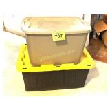 2 PLASTIC TOTES W LIDS