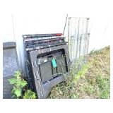 PORTABLE FOLDING SAW HORSES AND 2 WIRE RACKS