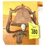 METAL WALL HANGING BELL W BULL