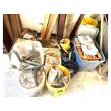 MISC PILE - TUBS, VHS, ETC.