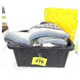 SM PLASTIC TOTE W BLANKETS