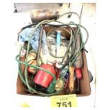 BOX W OIL CAN, DESK LIGHT, ETC