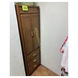 WOOD STORAGE CABNET AND CONTENTS