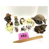 ANIMAL FIGURINES, OWL SUGAR AND CREAMER
