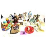 BOX OF FIGURINES, DECORATIONS