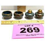 CLOISONNE ENAMEL SALES AND SHAKERS / BRASS