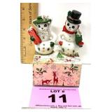 VINTAGE SNOWMAN SALT & PEPPER SHAKERS IN BOX