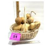 WICKER BASKET FULL OF GOURDS