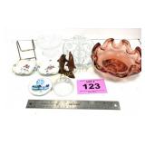 GLASSWARE W HAND BLOWN PINK BOWL