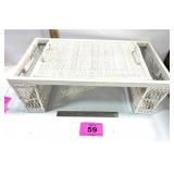 WHITE WICKER LAP TRAY