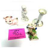 FINTAGE FIGURINES, WALL POCKET, VASE