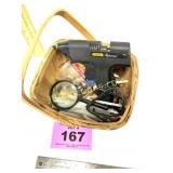 GLUE GUN, MAGNIFYING GLASS, BASKET