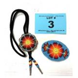 INDIAN BEADED BOLO TIE AND BELT BUCKLE