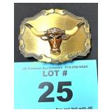 VINTAGE COLLECTOR BULL BELT BUCKLE