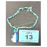 TURQUISE AND BLUE NECKLACE 925 STERLING CLASP