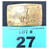 VINTAGE BRASS BRONC RIDER BELT BUCKLE