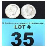 (2) 1964 KENNEDY HALF DOLLARS FOR ONE MONEY