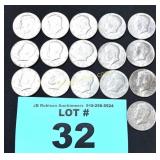 (16) 1980'S / 90'S KENNEDY HALF DOLLARS - ALL FOR1