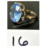 14K GOLD AND BLUE RING - TW SHOWN IN PICS
