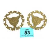 (2) BRASS DOG/FOX/? HEAD TRIVETS