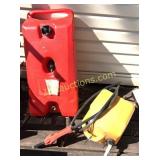 GAS CANS - RED CAN MISSING ONE WHEEL