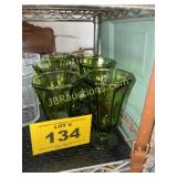 6 GREEN STEMMED DRIKING GLASSES
