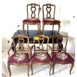 BENTWOOD BACK EMBROIDERED SEAT DINING CHAIRS (5)