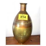 LARGE DECORATIVE VASE, GREEN AND BROWN