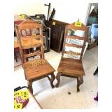 (2) WOOD DINING CHAIRS - LADDER BACK