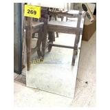 BEVELED MIRROR MEDICINE CABINET, BROKEN CORNER