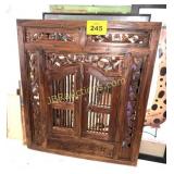CARVED WOOD FRAMED MIRROR WITH DOORS