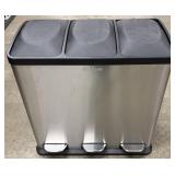 Stainless Step & Sort 3-Bin Trash
