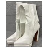 White Pleather Thigh High Boots