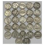(26) Silver Mercury Dimes & (1) Roosevelt Dime