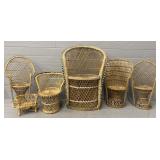 (6) Different Wicker Doll Chairs