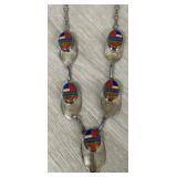 Artist Signed Sterling Silver Inlaid Necklace