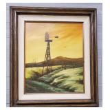 Rustic Windmill Signed Painting