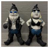 Gnoschitt & Gnofun Biker Gnome Garden Statues