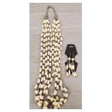 Native Silver & Bone Necklace & Earrings