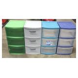 (4) Sterilite 3-Drawer Storage Bins